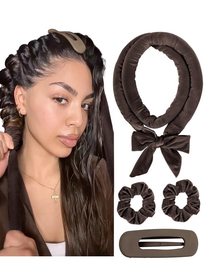 YANIBEST Heatless Curls Overnight, No Damage Hair Curlers to Sleep in, Satin Heatless Curling Set with Hair Clip Scrunchies, for All Hair types (Chocolate) - Image 1